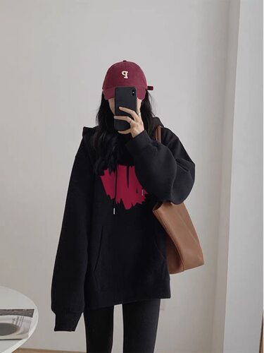 春秋款宽松柔软纯棉美式休闲卫衣
