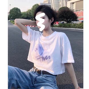 设计感短袖 新款 ins上衣 t恤女宽松2026夏季 韩系巨百搭显高白色短款