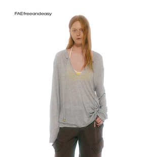 上衣女休闲防晒罩衫 无心工作印花天丝长袖 周末晚八点 春 FAE