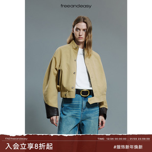 飞行立领短夹克秋季 美式 超速预警 复古宽松机车外套女 FAE