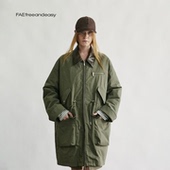 皮领军绿色羽绒风衣外套可拆卸内胆 复古工装 FAE 氲塑无阈
