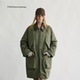 皮领军绿色羽绒风衣外套可拆卸内胆 复古工装 FAE 氲塑无阈