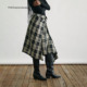 FAE 绿脉织界 解构衬衫 两穿格纹半裙中长款 不规则裙子秋季