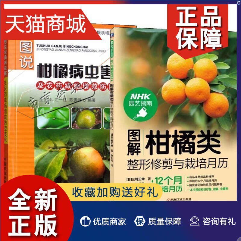 正版 2册 图解柑橘类整形修剪与栽培月历+图说柑橘病虫害及农药减施增效防控技术病虫害诊断用药 换盆整形修剪嫁接施肥疏枝疏果病怎么看?