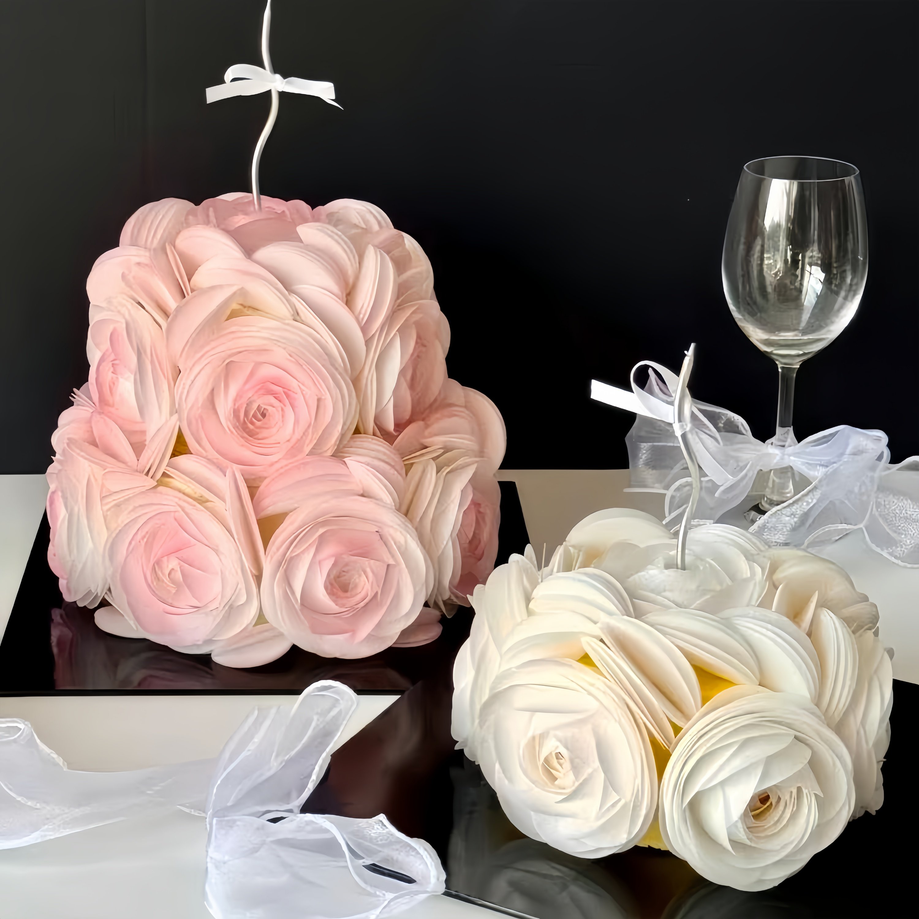 情人节女神仙女浪漫花朵天鹅蛋糕装饰配件糯米纸花朵情侣告白惊喜