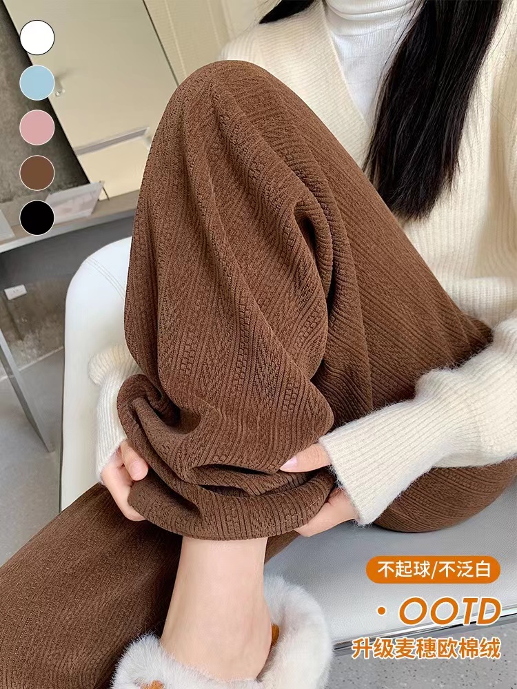 秋款垂感麦穗纹咖色阔腿裤，mlj【百人验货-第4张图片-提都小院