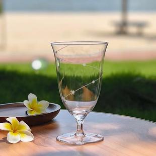 星轨刻花玻璃杯鸡尾酒杯水晶甜酒杯手工雕刻高脚杯子果汁杯咖啡杯