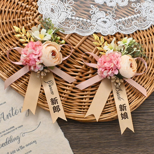 韩式森系婚礼仿真花胸针