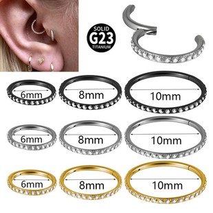 欧美气质高级G23钛镶嵌锆石卡扣式耳环耳骨环鼻环鼻中隔0.8/1.2mm