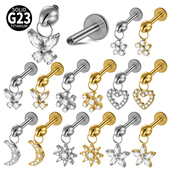 食人花 欧美气质G23钛合金内牙吊坠挂心形蝴蝶花朵唇钉耳钉耳骨钉