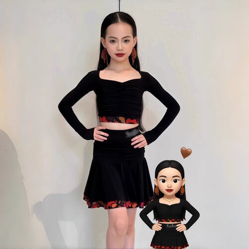 SQ同款女童拉丁舞练习表演服套装