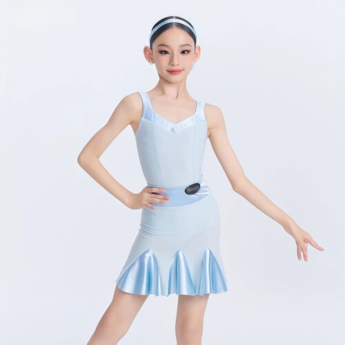 夏新款女童拉丁吊带包臀裙练功服