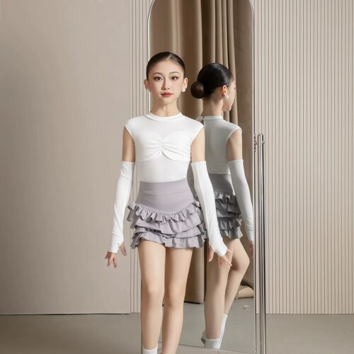 拉丁女童修身无袖蛋糕裙练习服