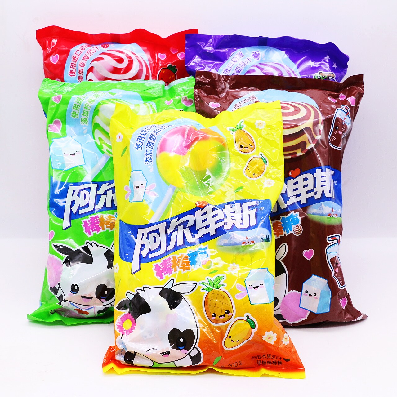 原味口香糖阿尔卑斯棒棒糖240gX2袋进口奶源原味草莓葡萄柠