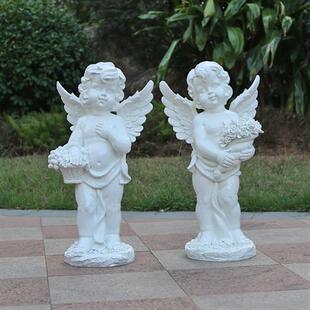 欧式户外花园酒店园林庭院玻璃钢雕塑小天使花盆别墅装饰人物摆件