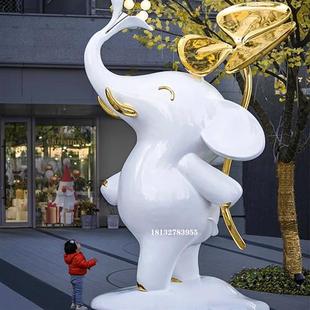 不锈钢动物雕塑几何熊猫鹿卡通发光抽象玻璃钢幼儿园摆件景观商业