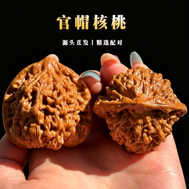 大尺寸文玩核桃官帽狮子头四座楼麒麟纹王勇玉化包浆老人练手把件图片