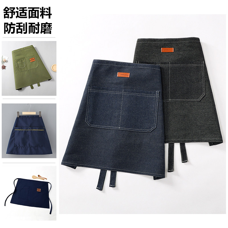 半身牛仔布围裙厨房家用2026新款夏季做饭餐饮专用可爱男女工作服