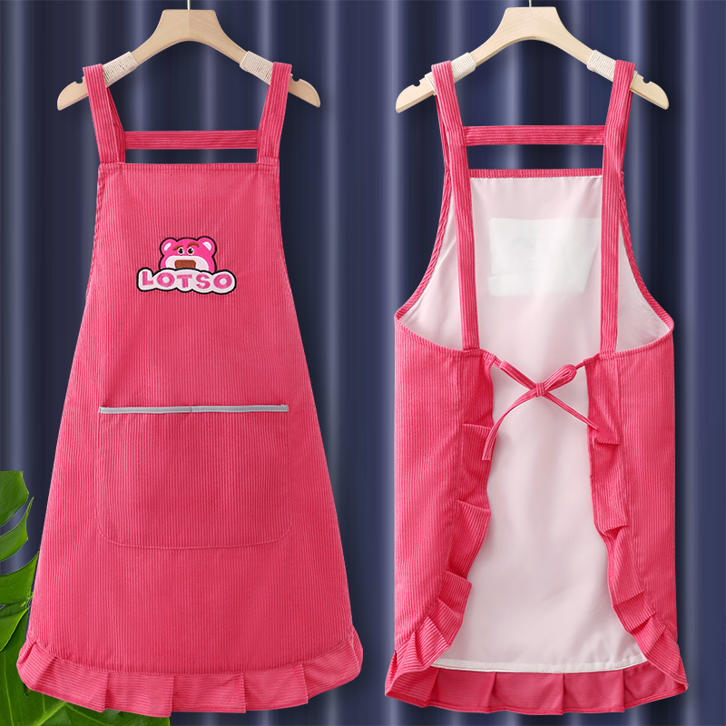 灯芯绒围裙防水防油工作服女