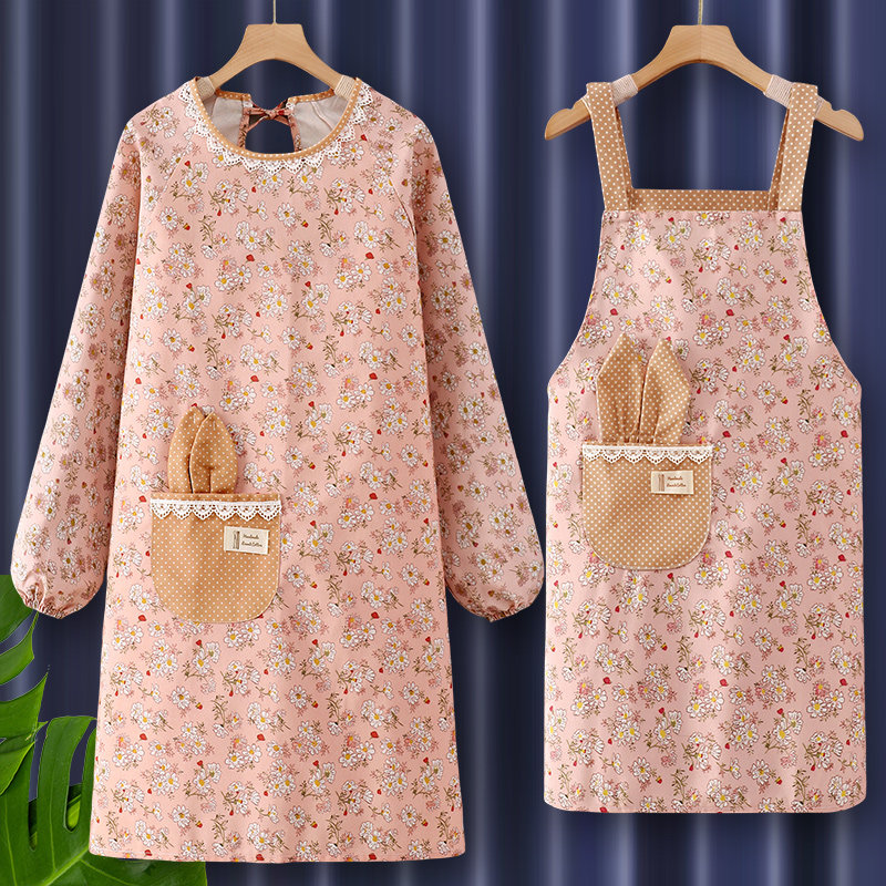 纯棉长袖罩衣家用厨房围裙工作服