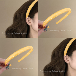 元气柠檬黄！黄亦玫同款发箍！复古气质带齿发卡女亚克力旅行头箍