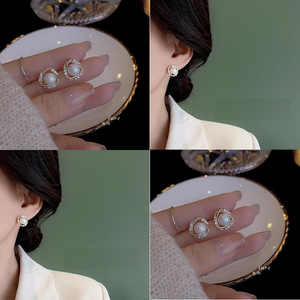 镂空珍珠耳钉！2024新款爆款轻奢几何耳饰！小众设计女生气质耳环
