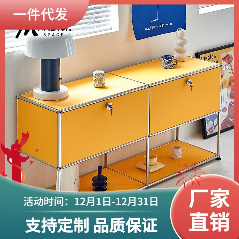 北欧模块组合电视柜客厅轻奢收纳边柜家用卧室极简不锈钢柜子