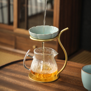速发111V陶瓷茶滤茶漏一体茶隔茶具防烫泡茶配件茶海公道杯套组过