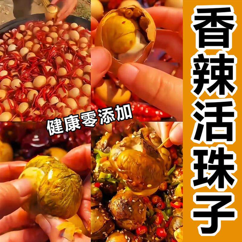 热销正宗活珠子鸡蛋香辣味五香味开袋即食鸡毛蛋红皮无毛熟13天新