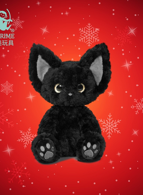 普莱美JMPRIME毛绒玩偶卡奇KUKI黑猫玩偶德文卷毛猫公仔圣诞礼物