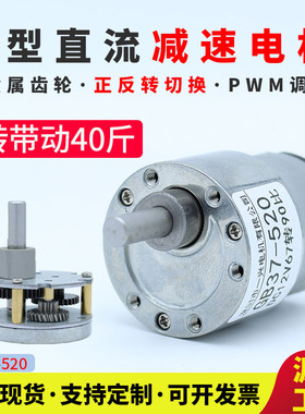GB37-520微型直流减速电机可调变速低速小型慢速电动机马达6V12V