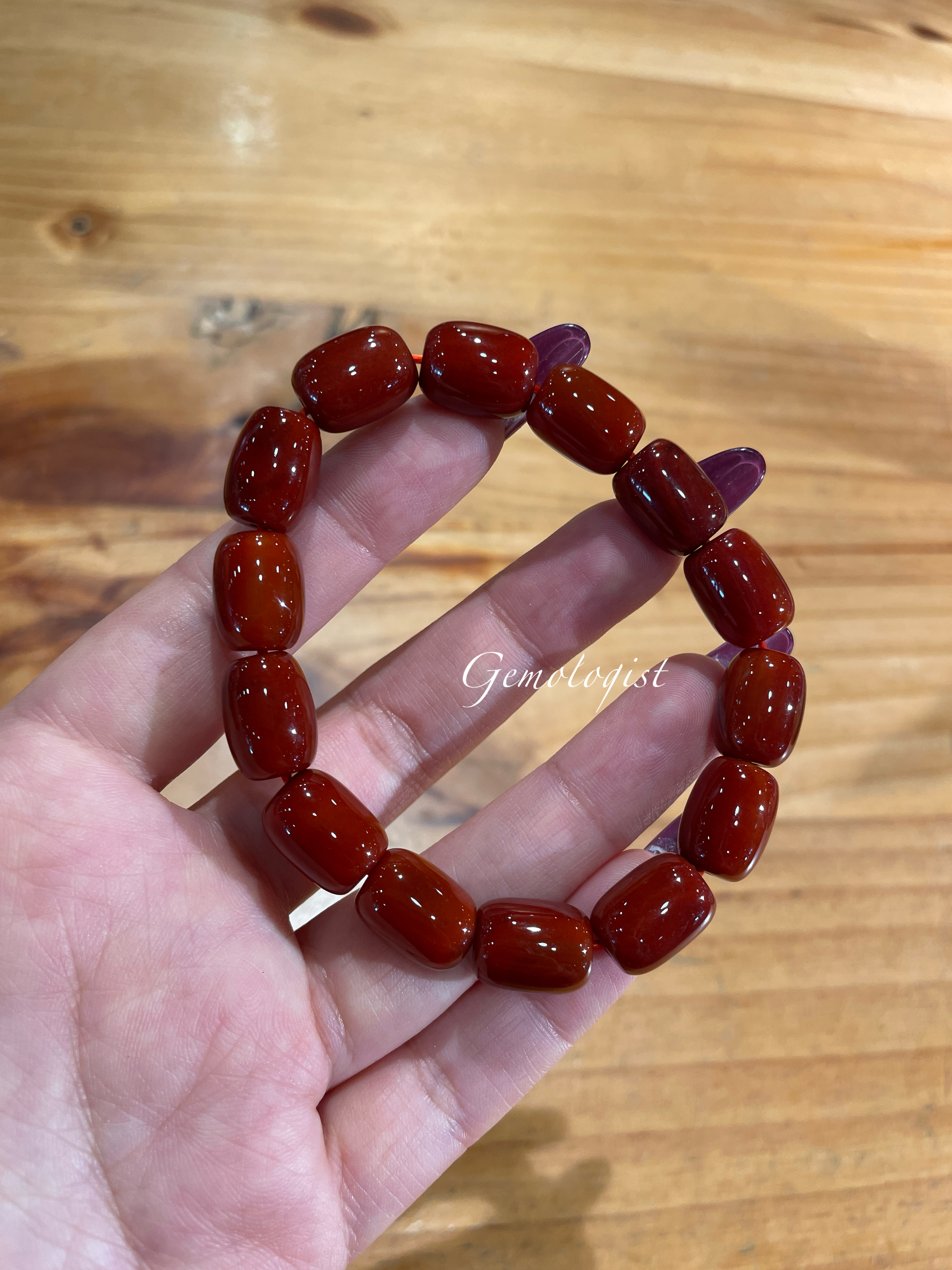 天然红玛瑙桶珠手串男女情侣本命年鼓珠红色手链女个性首饰