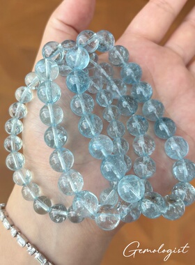 不是海蓝宝 是蓝托帕呀 冰川托帕石手串碎冰冰女生蓝色系