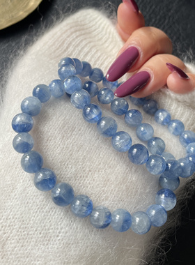 蓝晶石手串天然矿物牛仔蓝蓝绿晶女手链手饰Kyanite