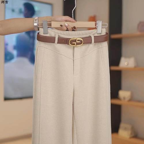 醋酸羊毛呢窄版阔腿女裤