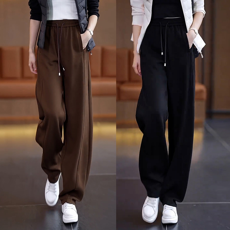 秋冬高腰加绒休闲镰刀裤女