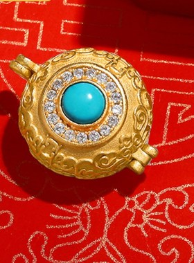速发嘎乌盒S祥云圆形噶乌盒打开藏式嘎乌镀金嘎乌盒小吊坠饰品