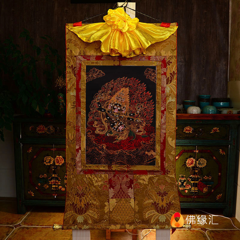 速发尼泊尔 矿物颜料画心 喇呼拉毗纽天 宁玛三根本佛像唐卡1.