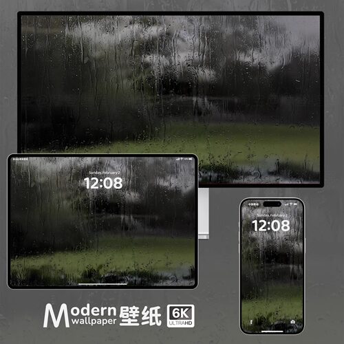 玻璃水雾风景4K超高清壁纸iPhone手机ipad平板电脑高级氛围感壁纸