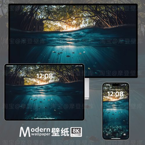 水下世界风景8K高清壁纸iPhone手机ipad平板电脑深色系氛围感壁纸