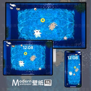 可爱治愈系小狗8K高清壁纸iPhone苹果手机ipad平板电脑卡通插画图