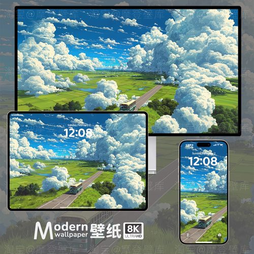 宫崎骏风景插画8K高清壁纸手机ipad平板电脑mac桌面治愈系二次元