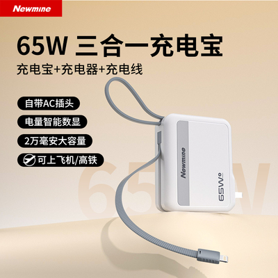 【3C认证】纽曼65W带插头充电宝