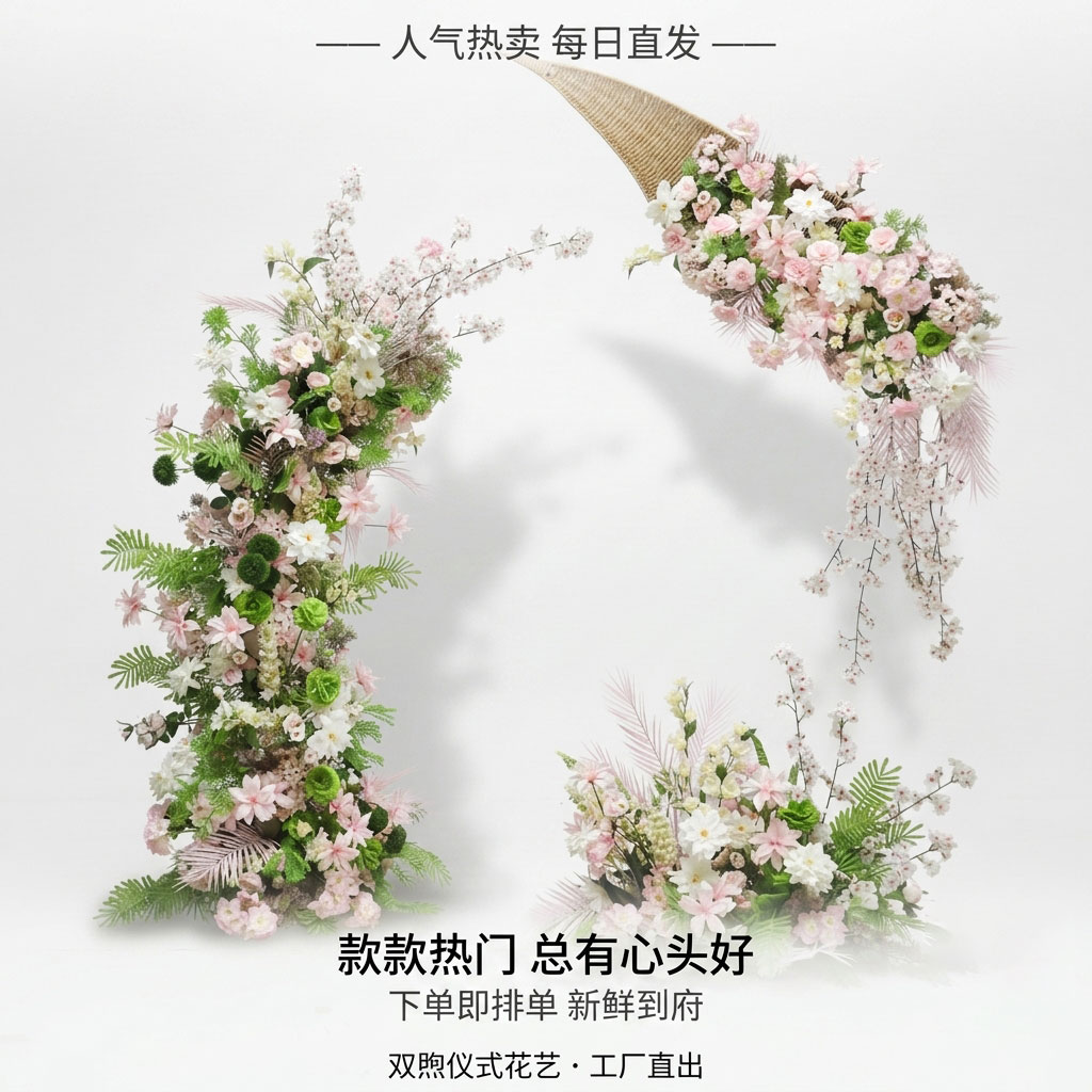 仿真花莫奈花柱造景婚礼路引摆件