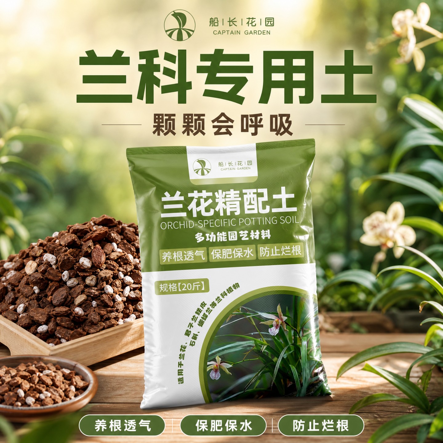 兰花专用土君子兰蝴蝶兰植料高级兰花土颗粒肥高端松树皮种兰花