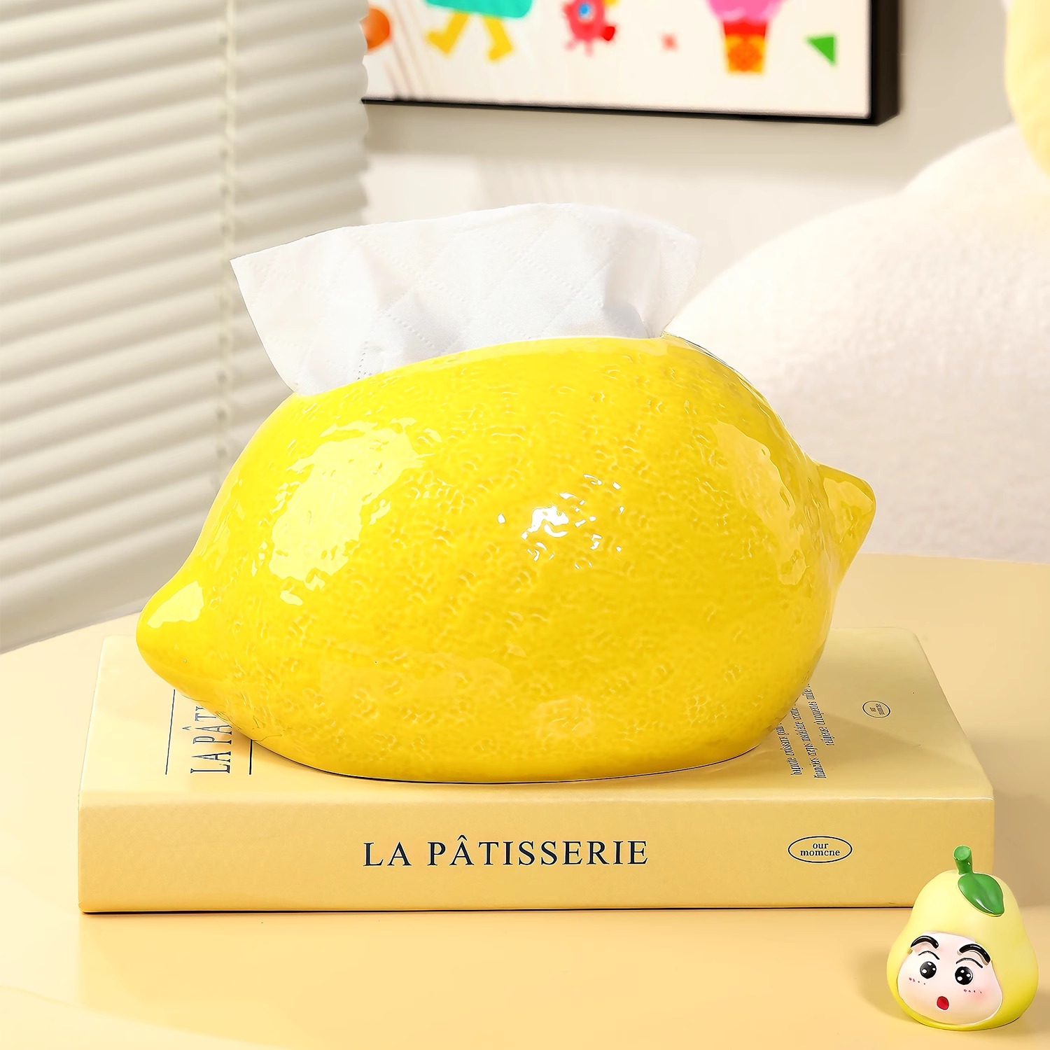 多巴胺柠檬陶瓷纸巾盒客厅家用高档茶几收纳盒创意桌面新款卫生纸