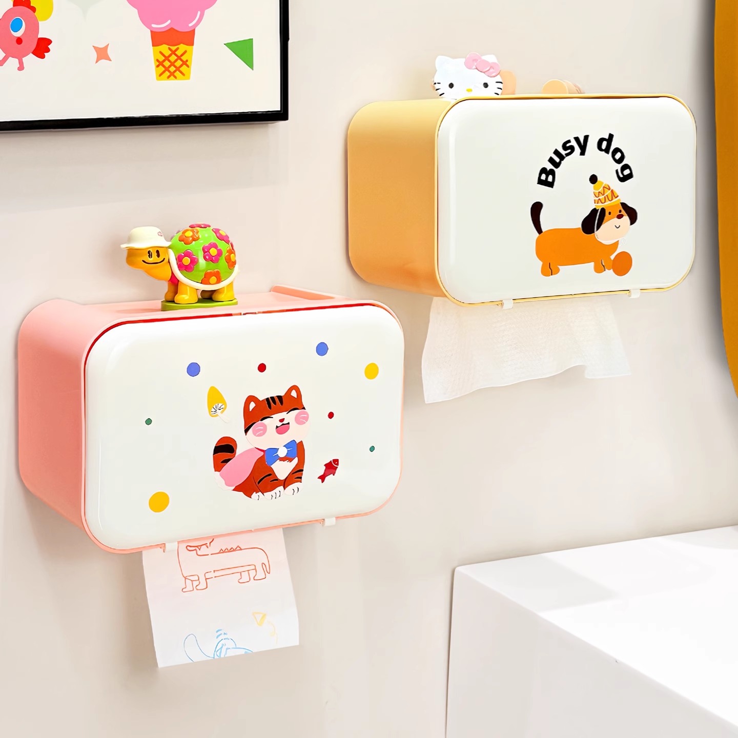 左左居里卫生间纸巾盒壁挂式