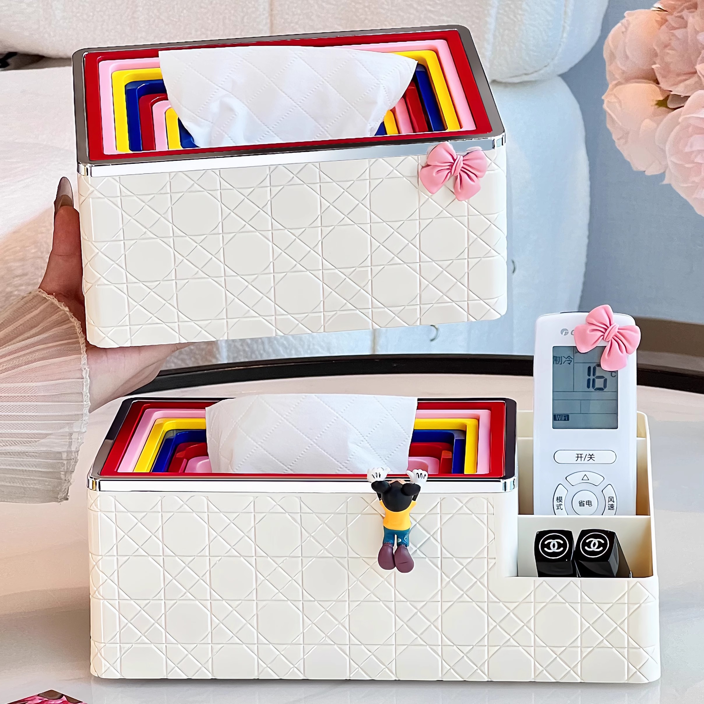 下沉式纸巾盒家用客厅轻奢高档创意新款桌面遥控器茶几收纳卫生纸