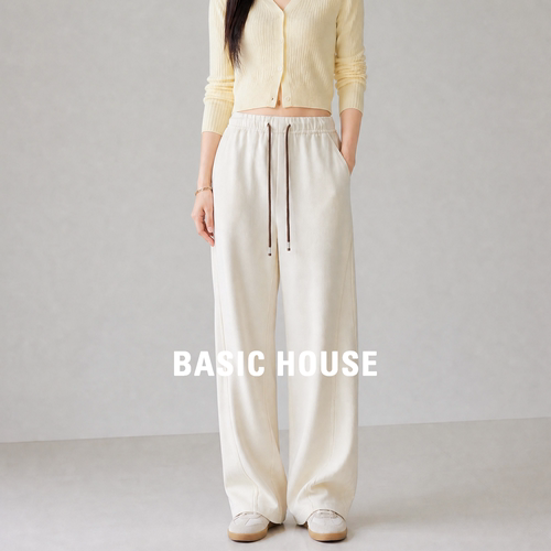 Basic House百家好时尚弯刀裤女2026秋季慵懒百搭宽松显瘦休闲裤