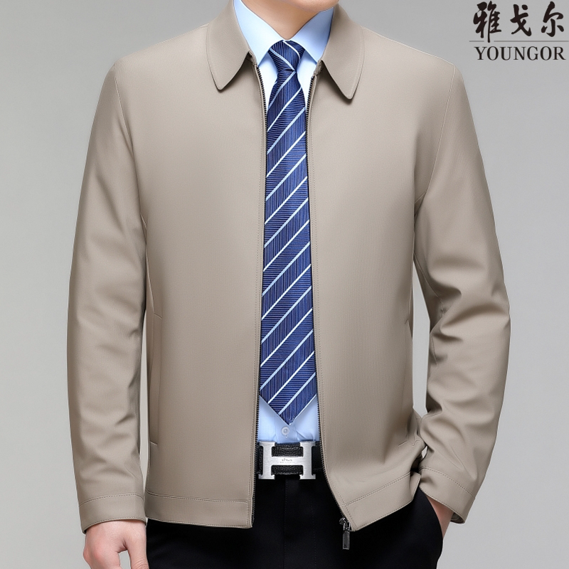 雅戈尔高端桑蚕丝商务男夹克外套